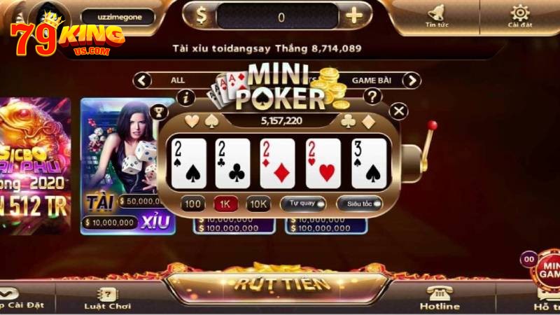 Mini Poker 79KING sử dụng bộ bài Poker làm biểu tượng chính